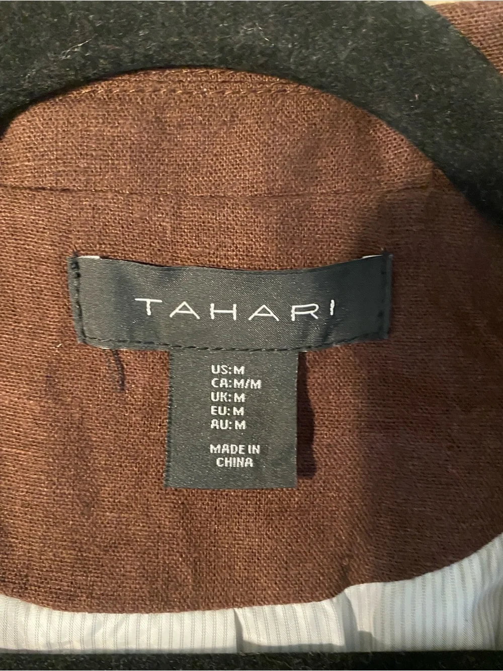 Tahari Linen Brown open Double-Breasted Women's Blazer
